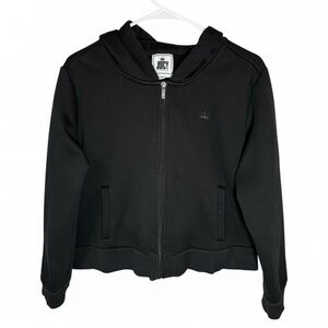 Juicy Couture Jacket Girls XL Black Long Sleeve Full Zip Hood Logo Pockets NWOT